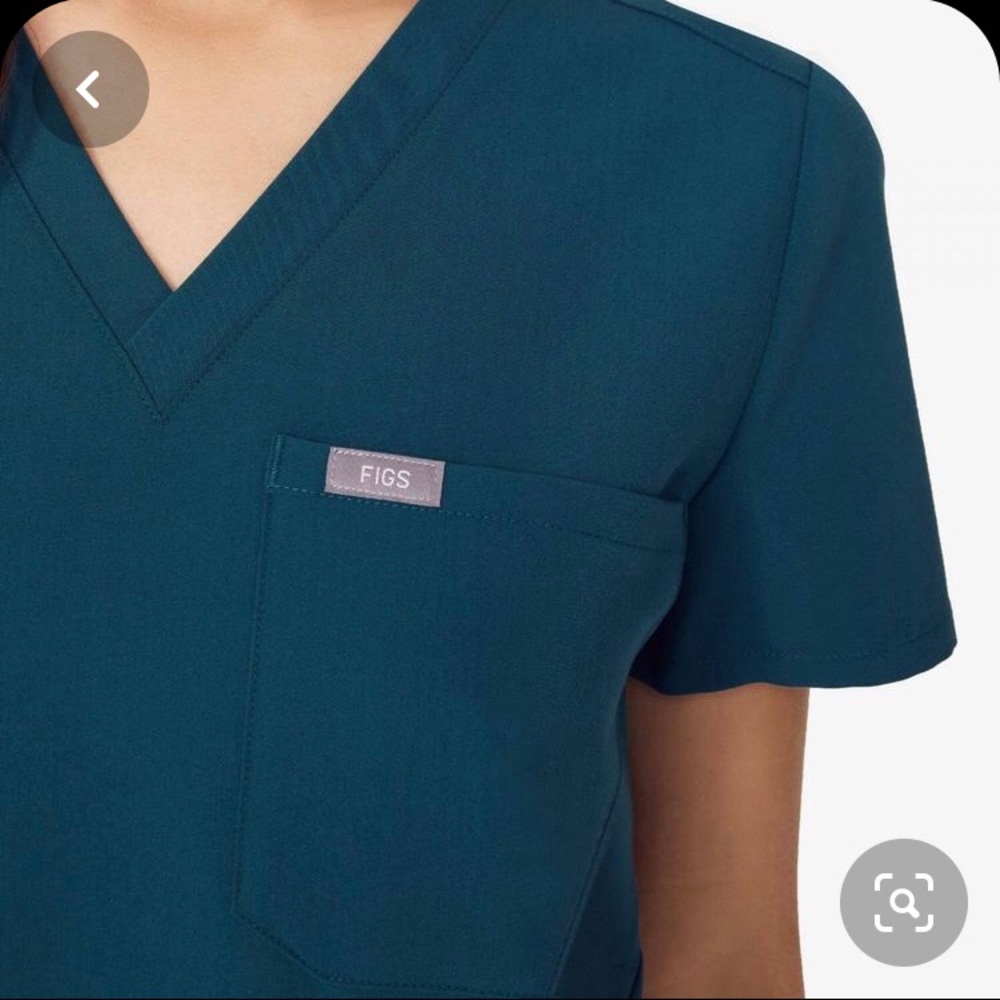 Catarina Figs 1 Pocket Scrub Top XS Caribbean Blue